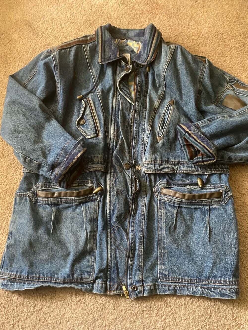 Current Seen Denim Jacket Size Medium Vintage Quilted Blue